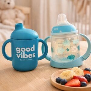 NUK Learner Cup + Tunno Tots “Good Vibes” Silicone Toddler Sippy Cup | Bundle